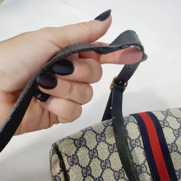 GUCCI Authentic Vintage Ophidia blue web  GG pvc leather web  bag - Picture 11 of 16